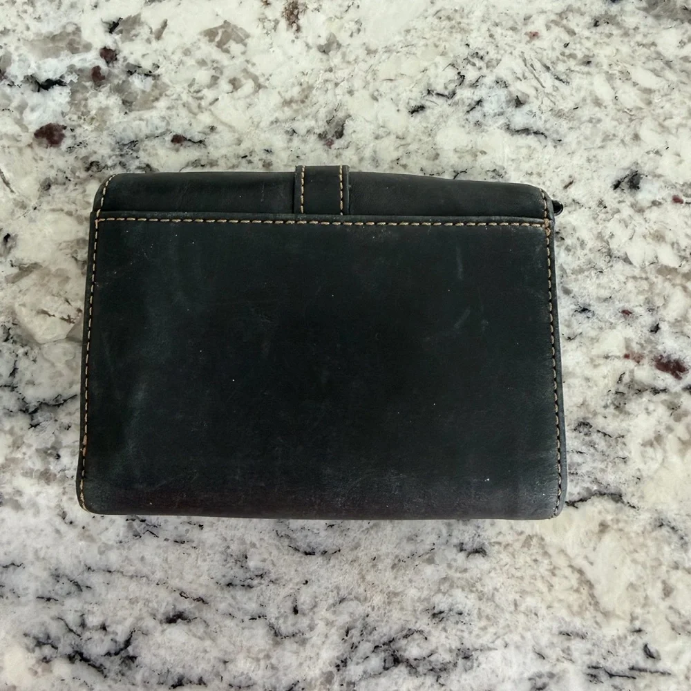 Vintage Coach Soho Black Wallet with Silver Buckle Retro Authentic